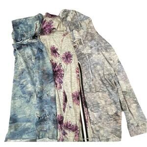 Lot Of 3 Christopher & Banks Long Sleeve Hoodie Soft Cozy Floral Flower Lounge